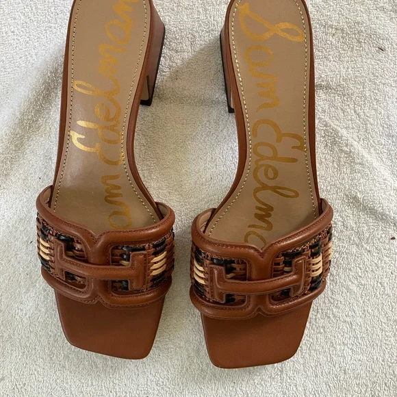 Sam Edelman Brown and Cream Woven Heels - Picture 2 of 3